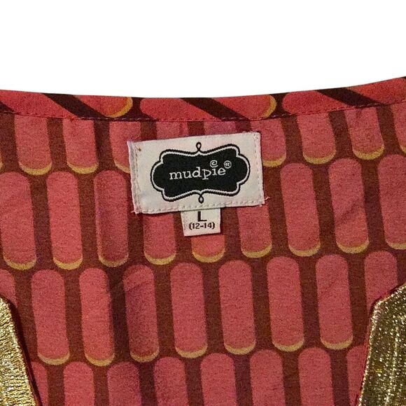 VTG Mud Pie Ethnic Geometeic Dress Size L India Lightweight Colorful Pink Y2K - Picture 4 of 7